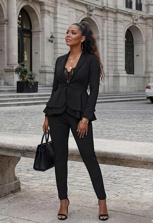 Salimdy 2 Piece Outfits for Women Long Sleeve Dressy Blazer Pants Suits
