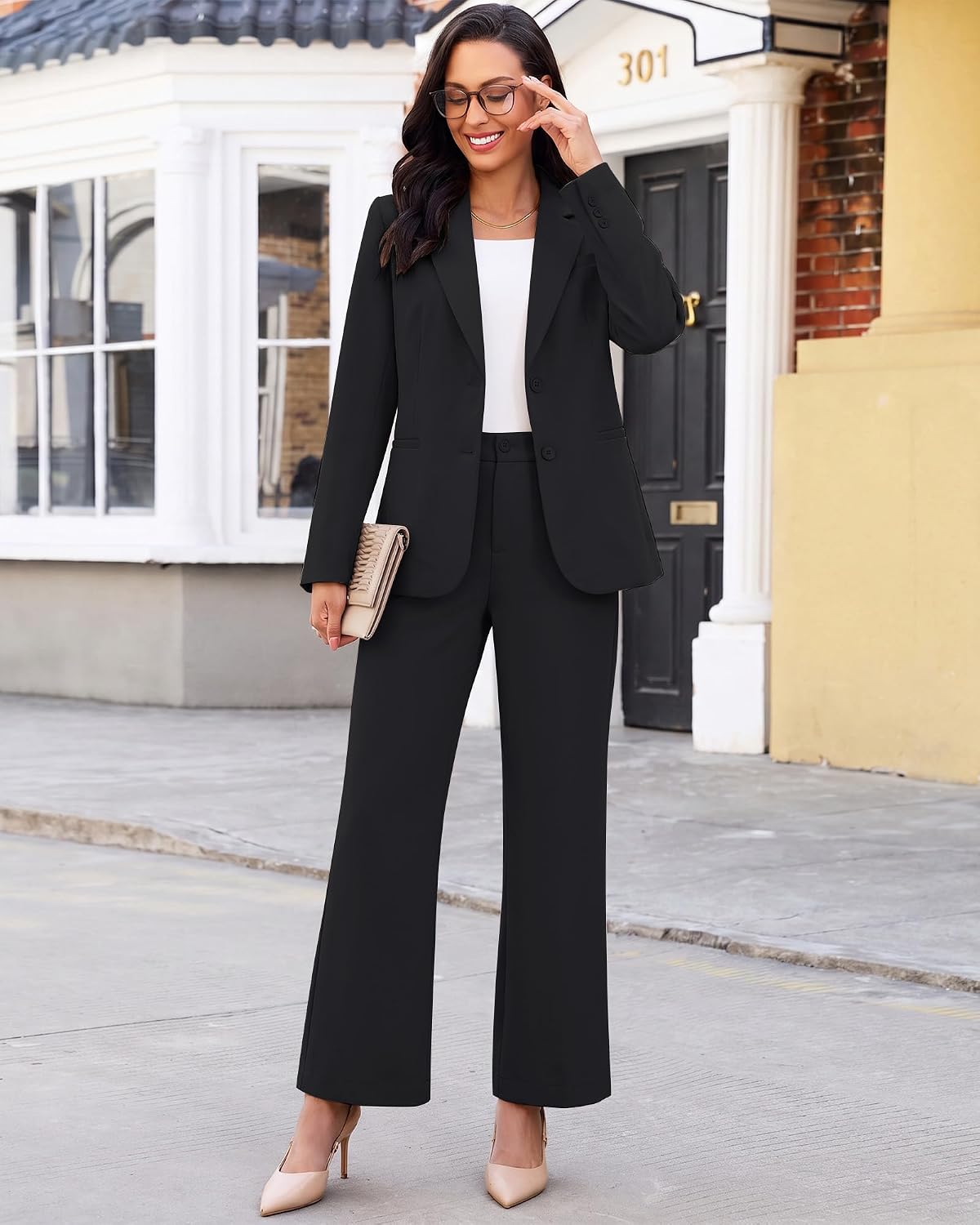 luvamia Pant Suits for Women 2 Piece Sets Business Casual Bootcut Pants Set
