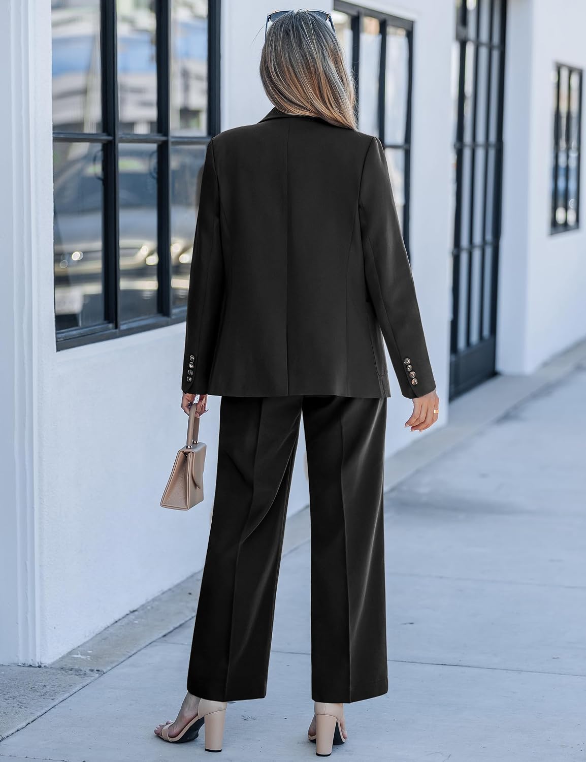 luvamia Pants Suits for Women Dressy 2 Piece Set Business Casual Outfit Professional Long Sleeve Office Work Blazer Sets