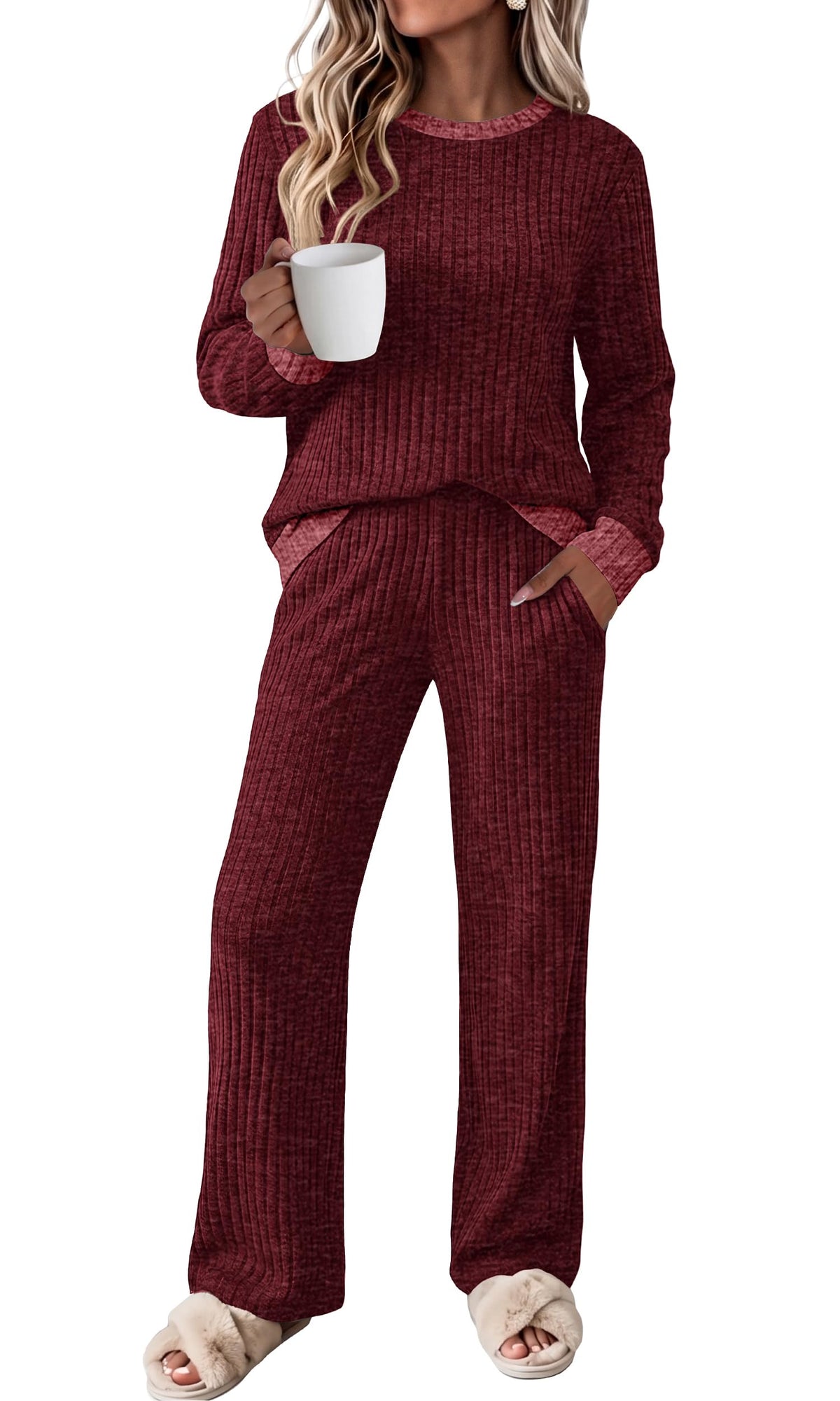 OFEEFAN Lounge Sets for Women Two Piece Fall Fashion Matching Sets Comfy Airport Travel Vacation Outfits with Pockets