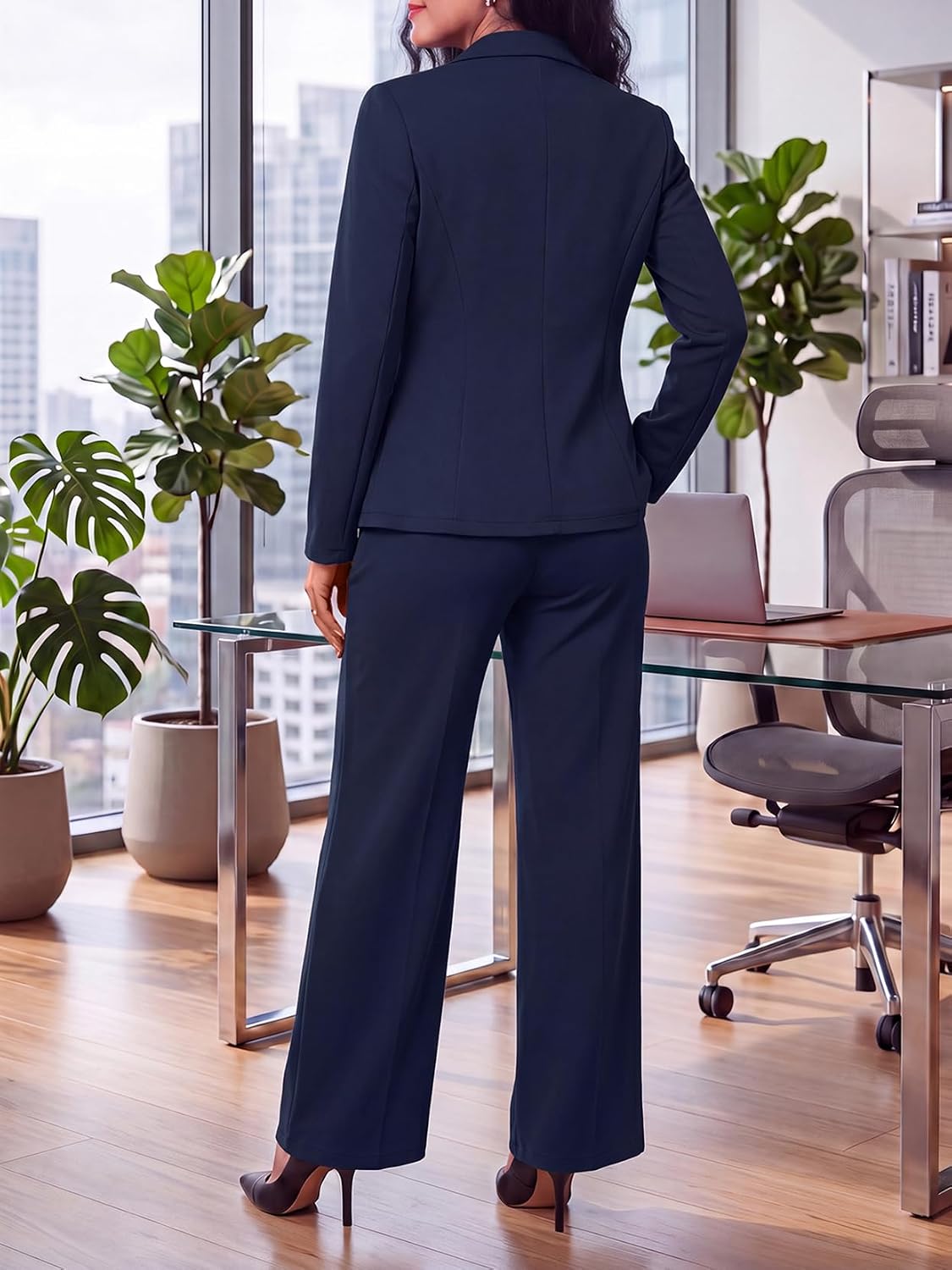Ophestin Women's 2 Piece Suits Double Breasted Blazer Pants Suits Set