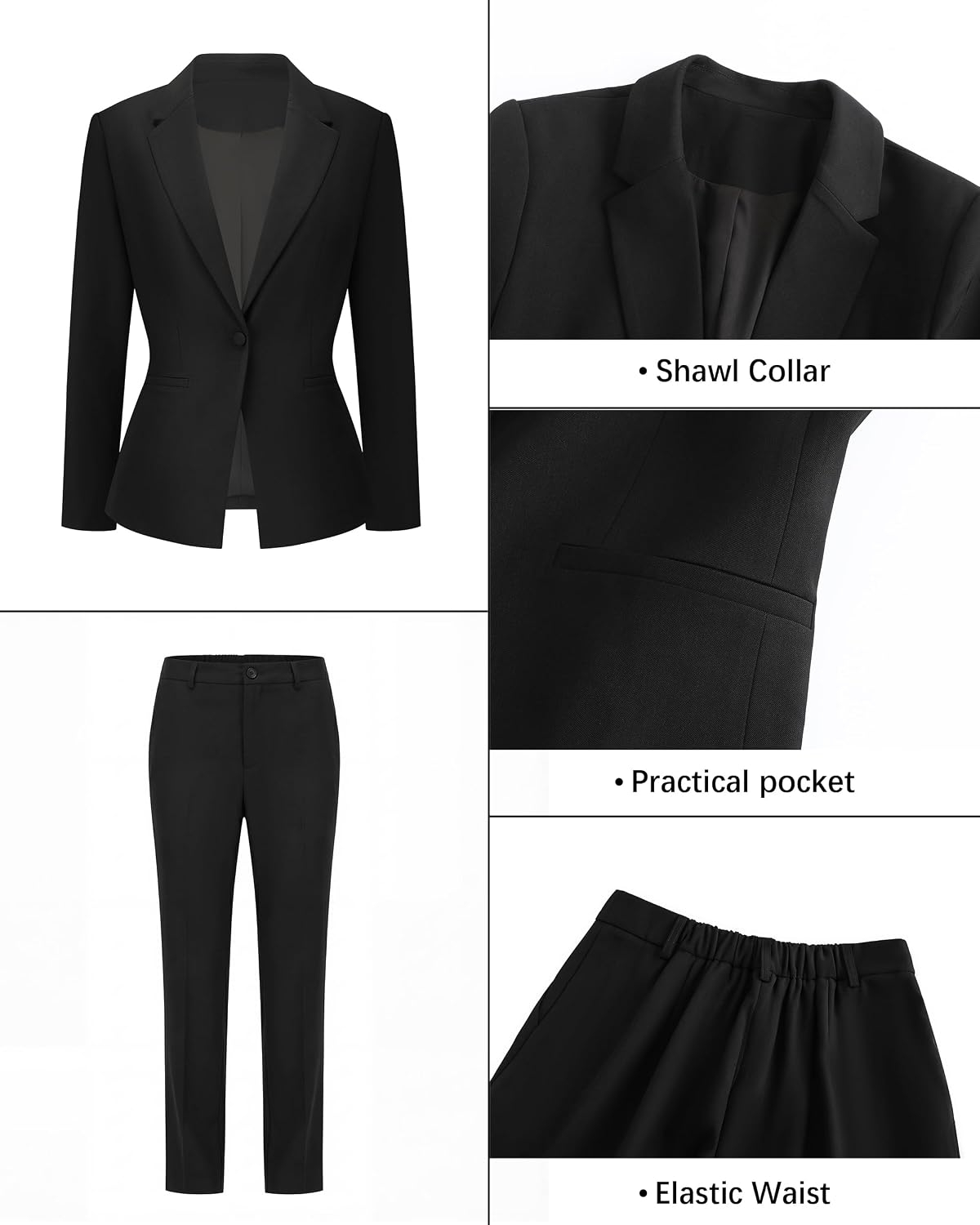 Women's 2 Piece Business Pantsuits Wrinkle Free Outfit