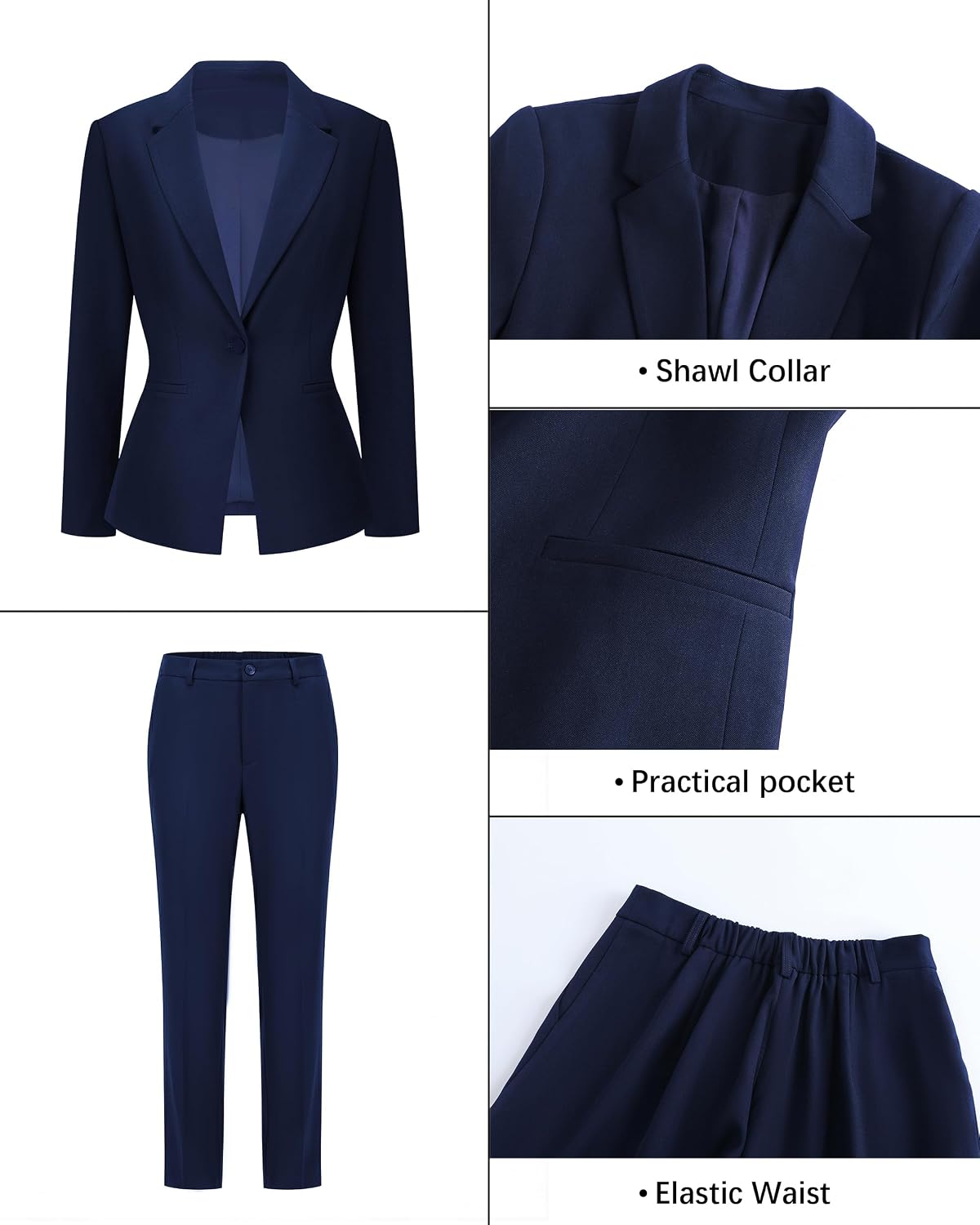 Women's 2 Piece Business Pantsuits Wrinkle Free Outfit