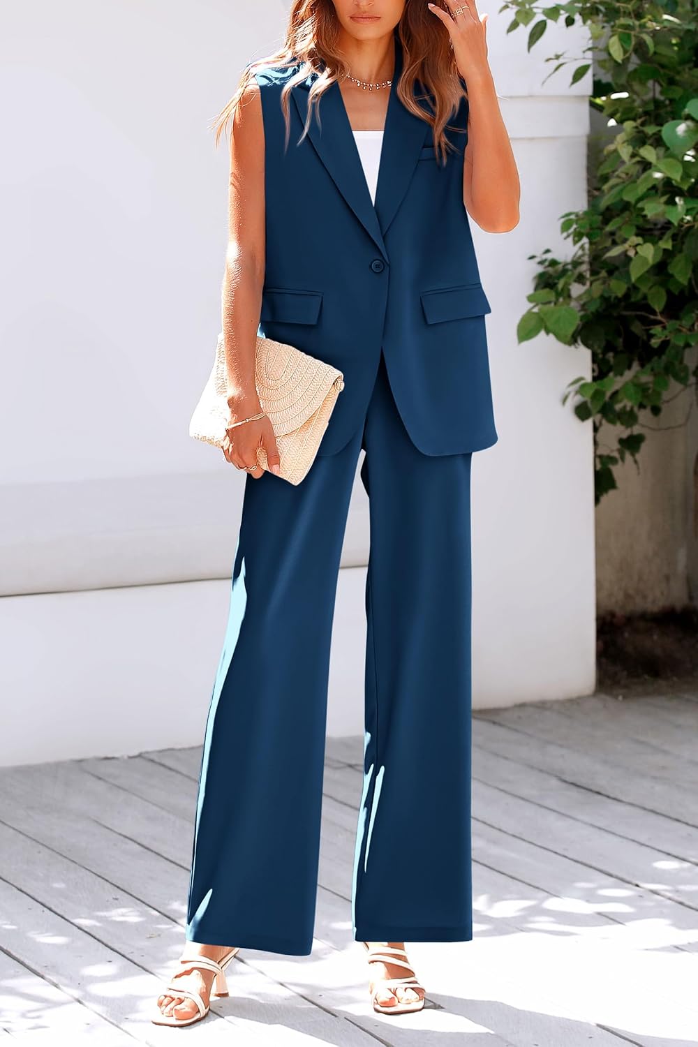 PRETTYGARDEN Women's Summer 2 Piece Outfits Blazer Sets
