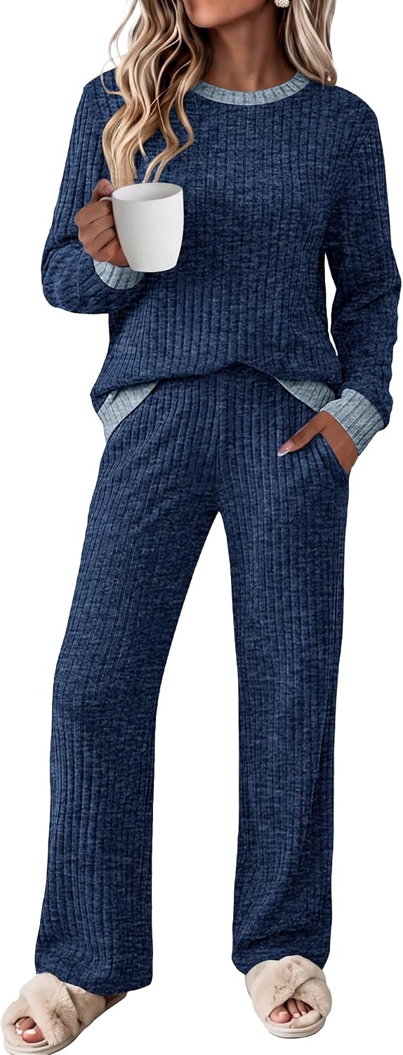 OFEEFAN Lounge Sets for Women Two Piece Fall Fashion Matching Sets Comfy Airport Travel Vacation Outfits with Pockets