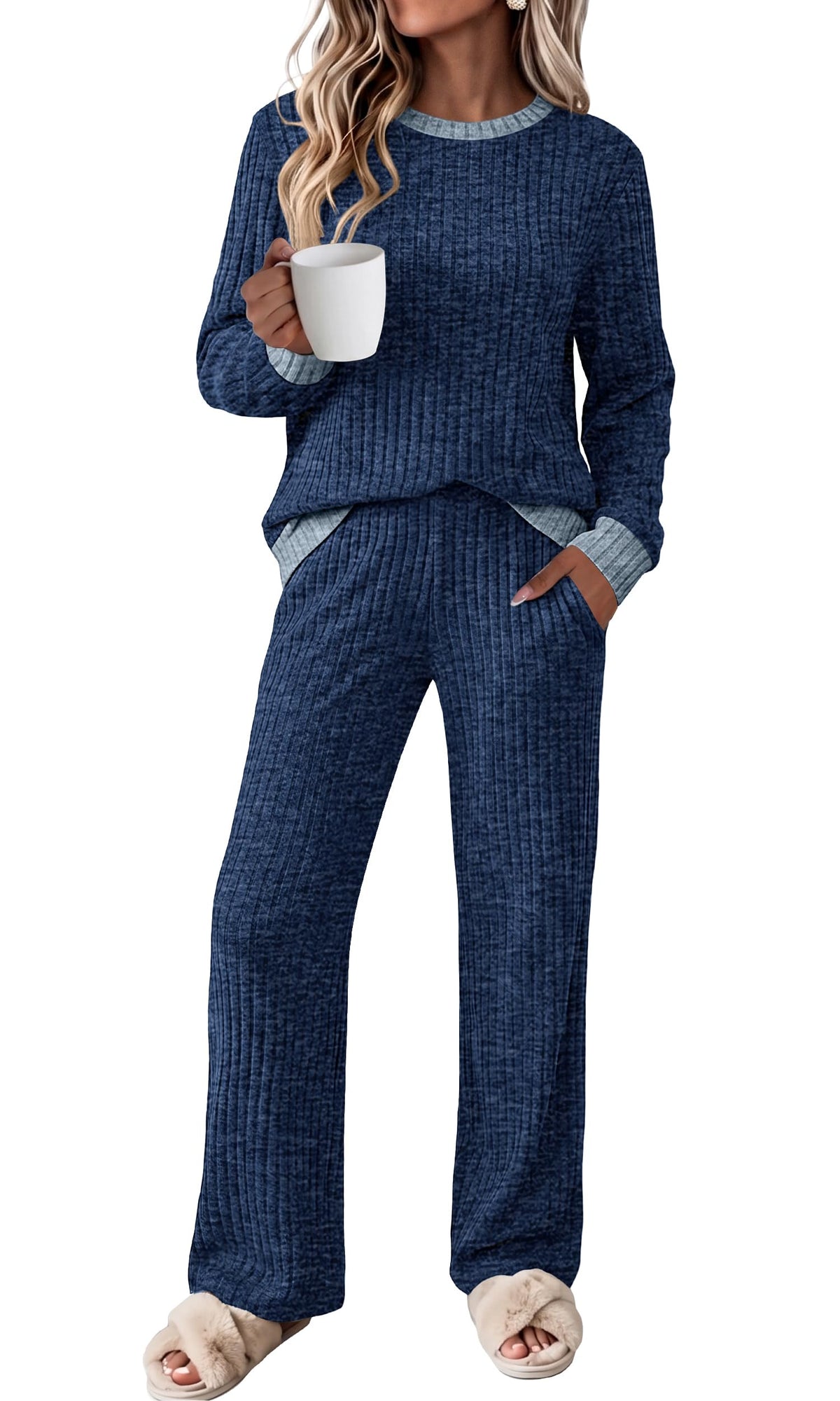 OFEEFAN Lounge Sets for Women Two Piece Fall Fashion Matching Sets Comfy Airport Travel Vacation Outfits with Pockets