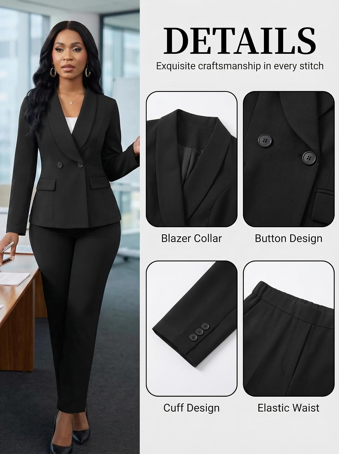 MorwenVeo Women’2 Piece Pant Suits Business Suit Sets Casual 2 Piece Outfit