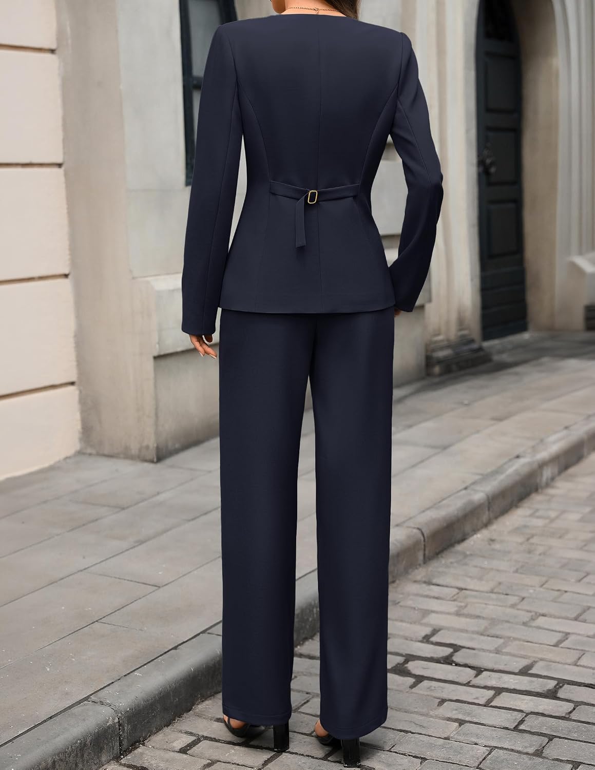 ZESICA Women's Two Piece Suits Sets Casual Business Pants Outfits