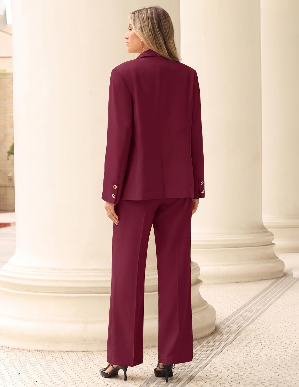 ZESICA Women's Suits 2 Piece Sets Business Casual Work Outfits