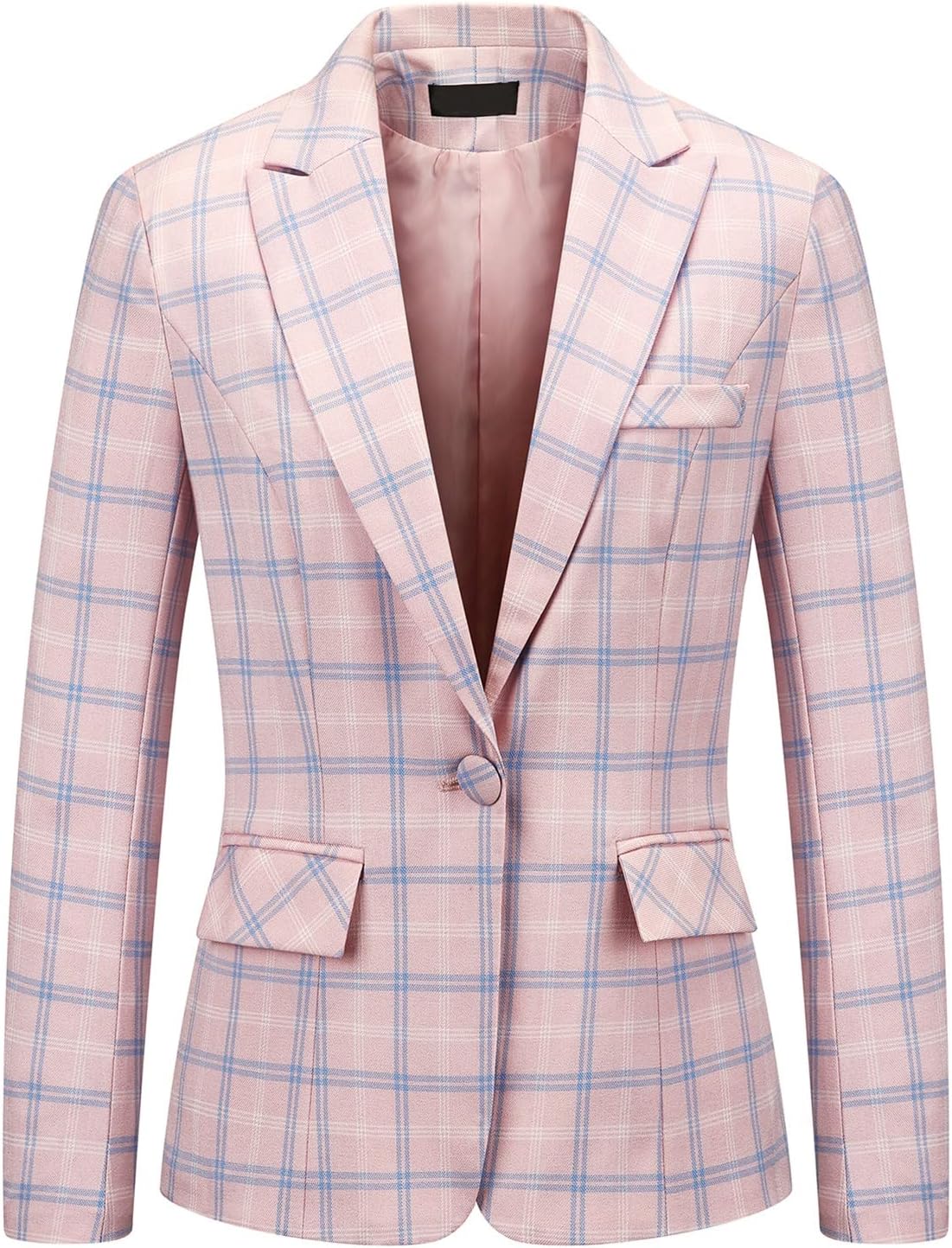 MODFUL Women's 2-Piece Plaid Business Suit Blazer&Pants Set