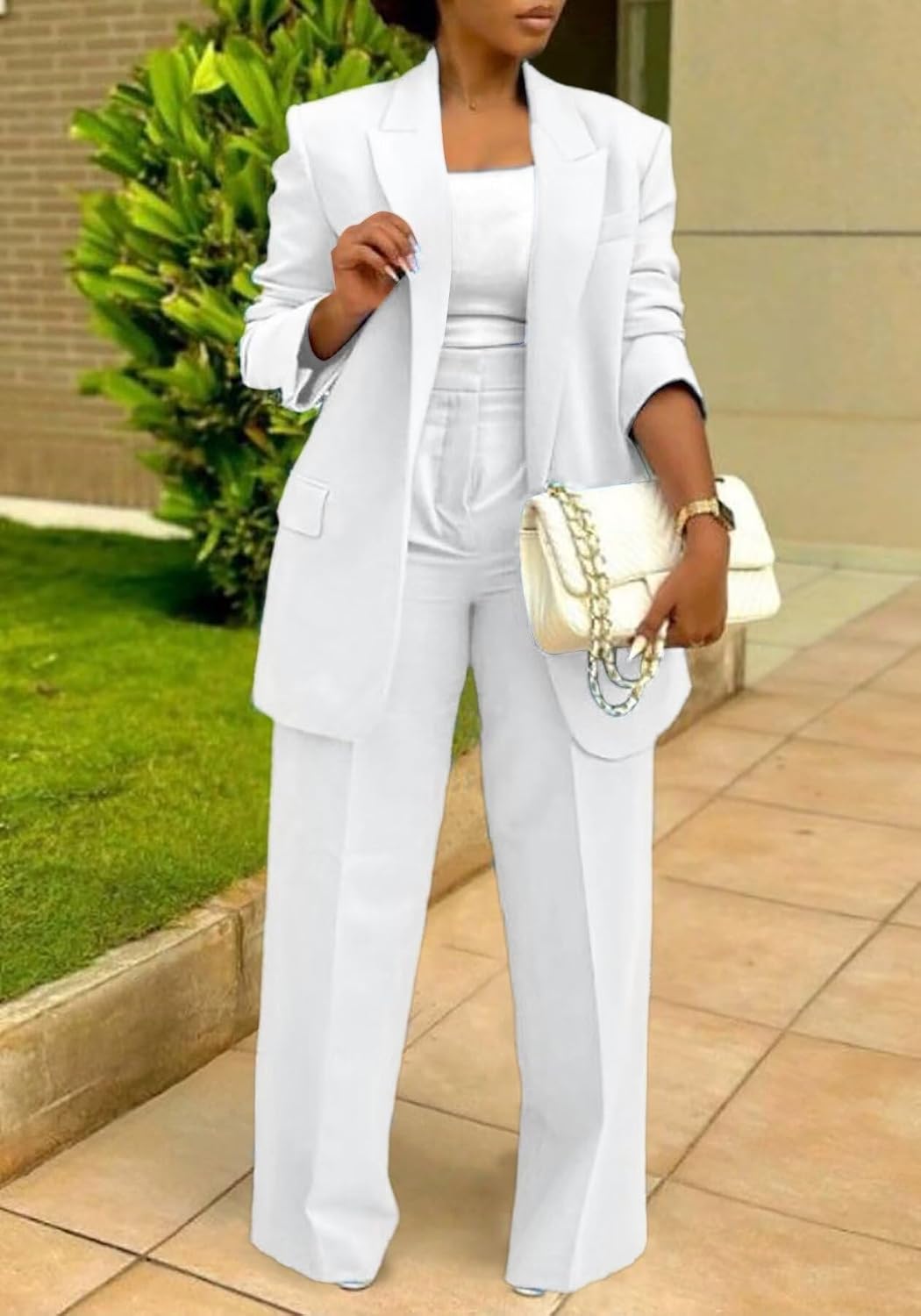 LROSEY Women's Blazer Sets 2 Piece Dressy Pants Suit Business Casual Set