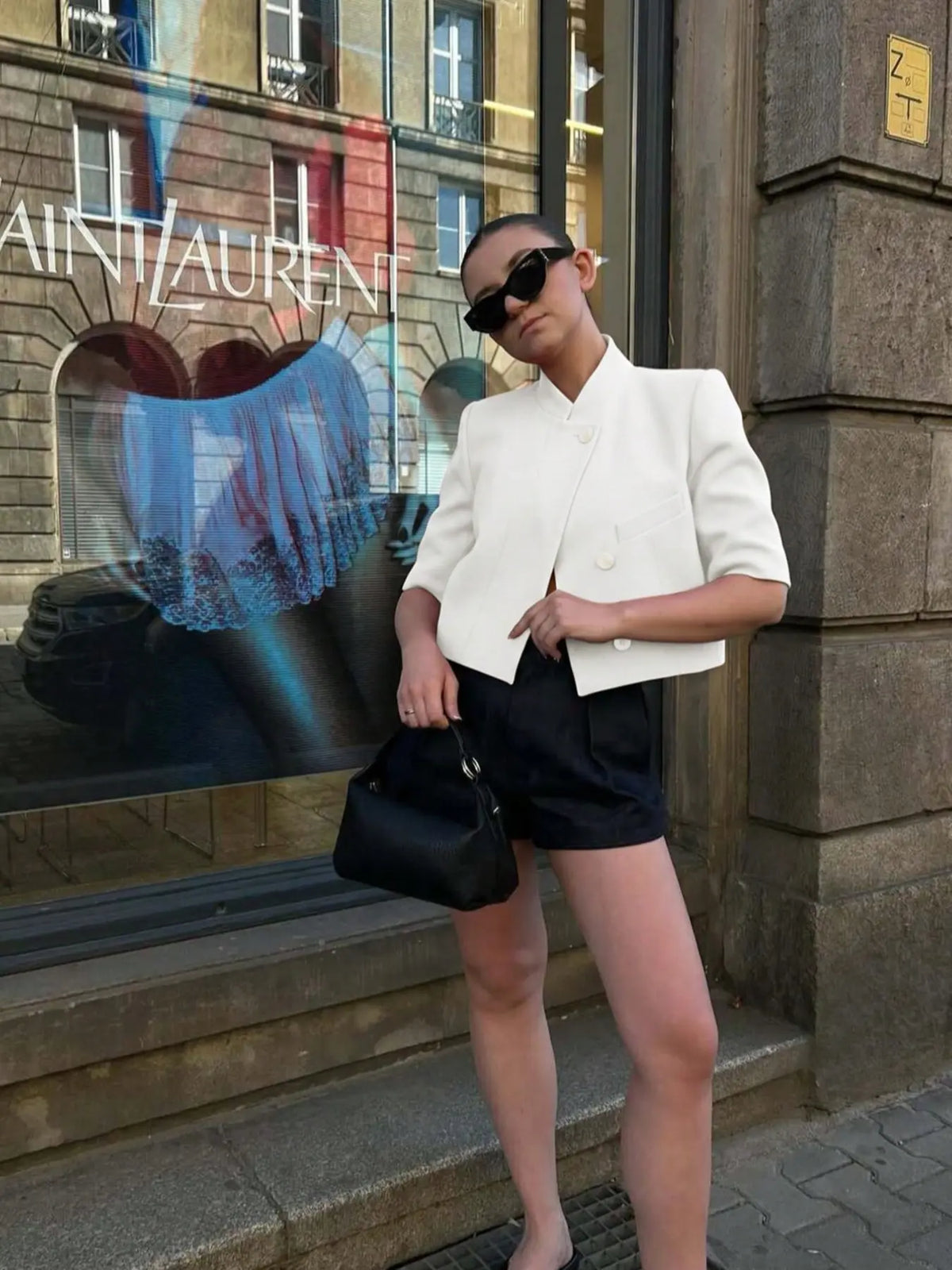 Women's Regular Fit Short Sleeve Solid Basic Slim Blazer, Formal Business Suit Jacket for Ladies, Elegant Professional Outerwear