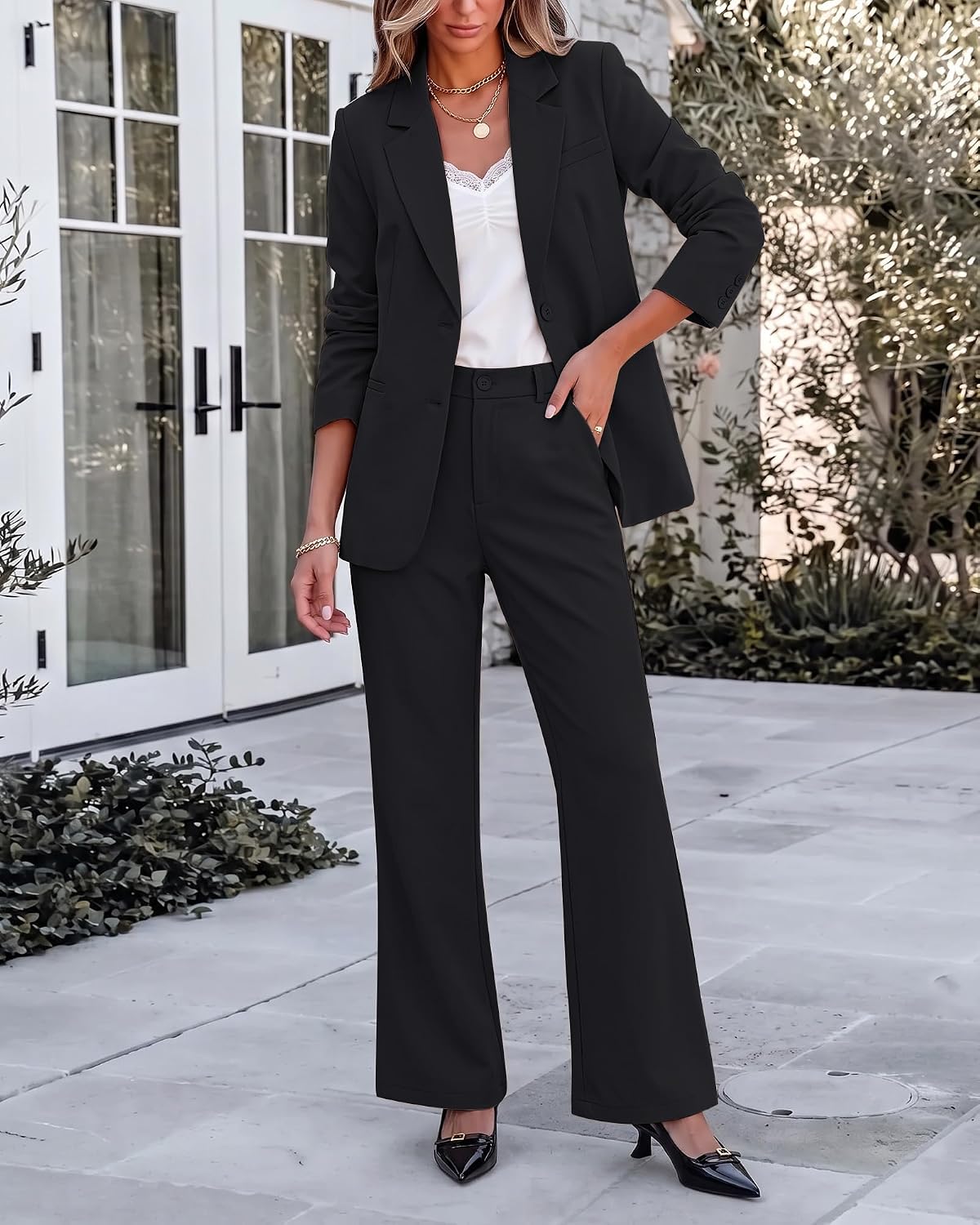 luvamia Pant Suits for Women 2 Piece Sets Business Casual Bootcut Pants Set