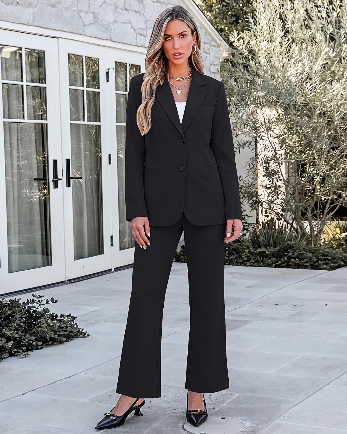 luvamia Pant Suits for Women 2 Piece Sets Business Casual Bootcut Pants Set