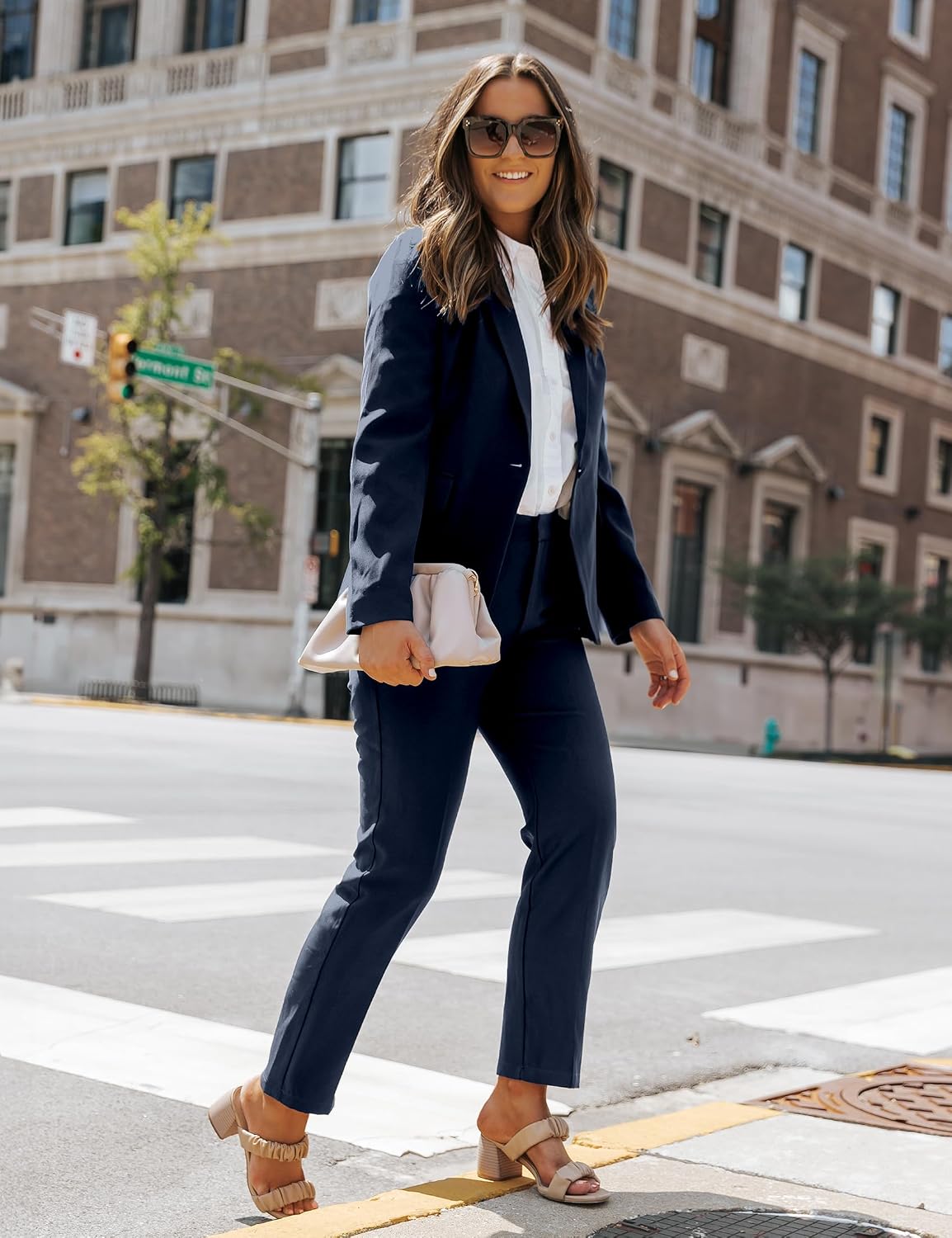 luvamia Women's Two Piece Sets Pants Suits Dressy Business Casual Outfits Professional Blazer Pantsuits Set Work Office