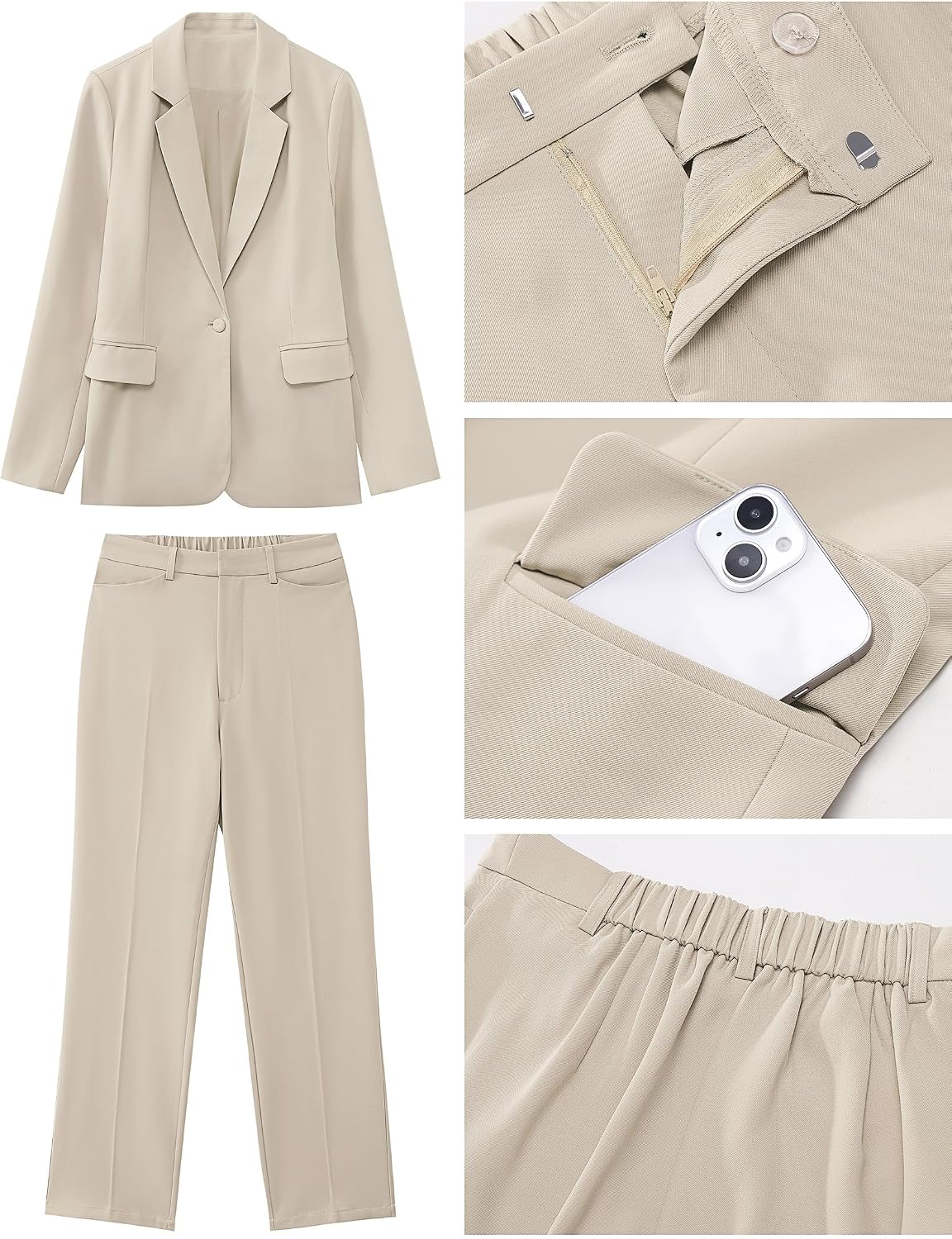 luvamia Women's Two Piece Sets Pants Suits Dressy Business Casual Outfits Professional Blazer Pantsuits Set Work Office