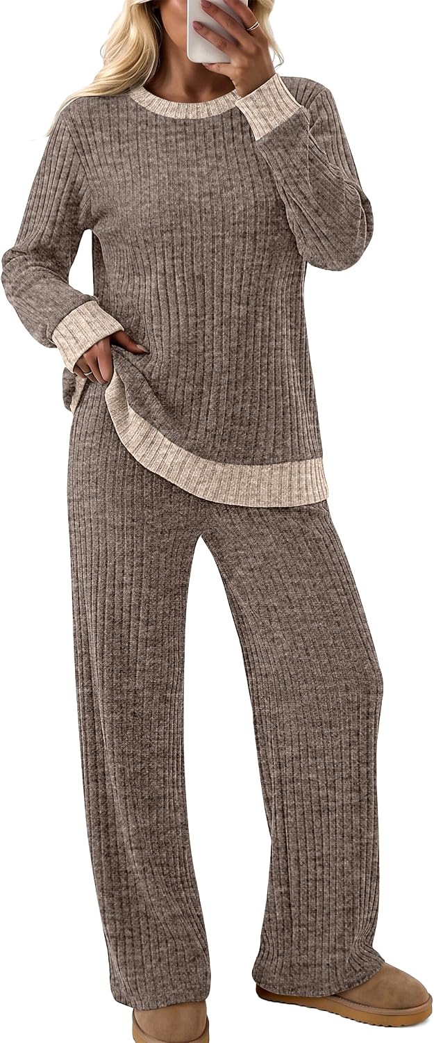 OFEEFAN Lounge Sets for Women Two Piece Fall Fashion Matching Sets Comfy Airport Travel Vacation Outfits with Pockets