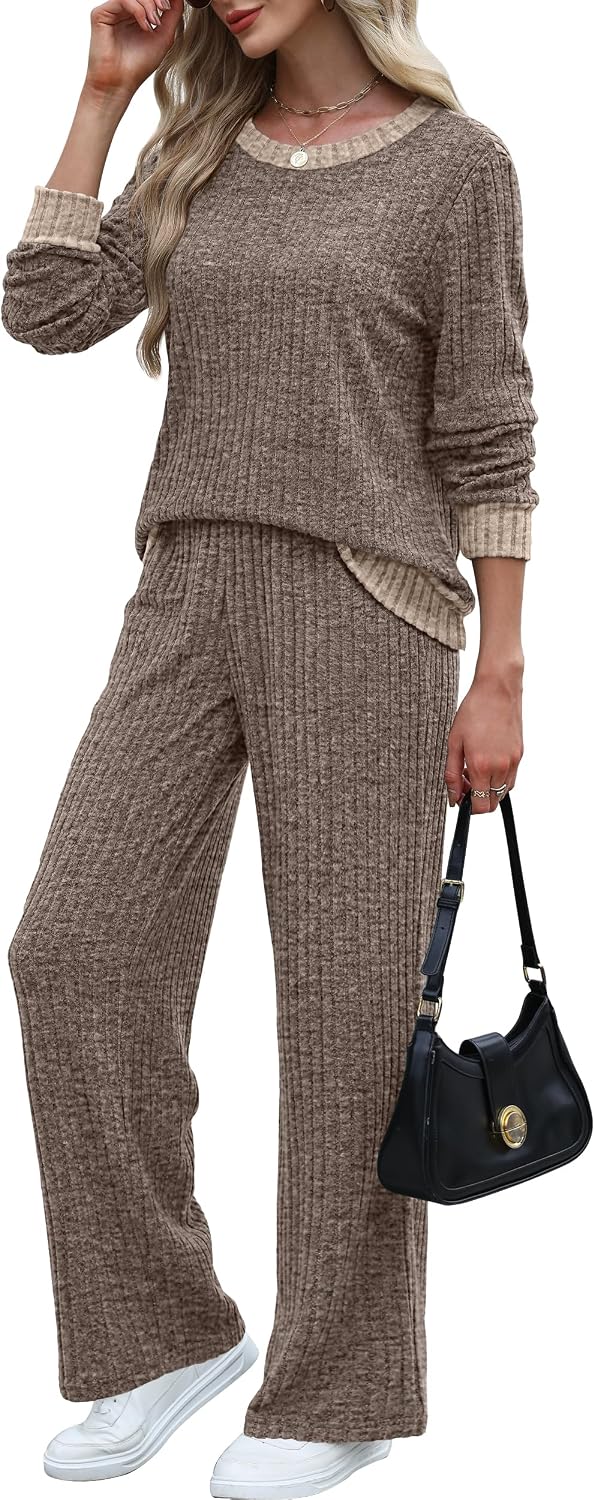 OFEEFAN Lounge Sets for Women Two Piece Fall Fashion Matching Sets Comfy Airport Travel Vacation Outfits with Pockets