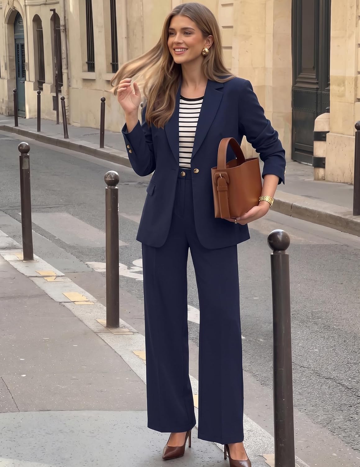 ZESICA Women's Suits 2 Piece Sets Business Casual Work Outfits