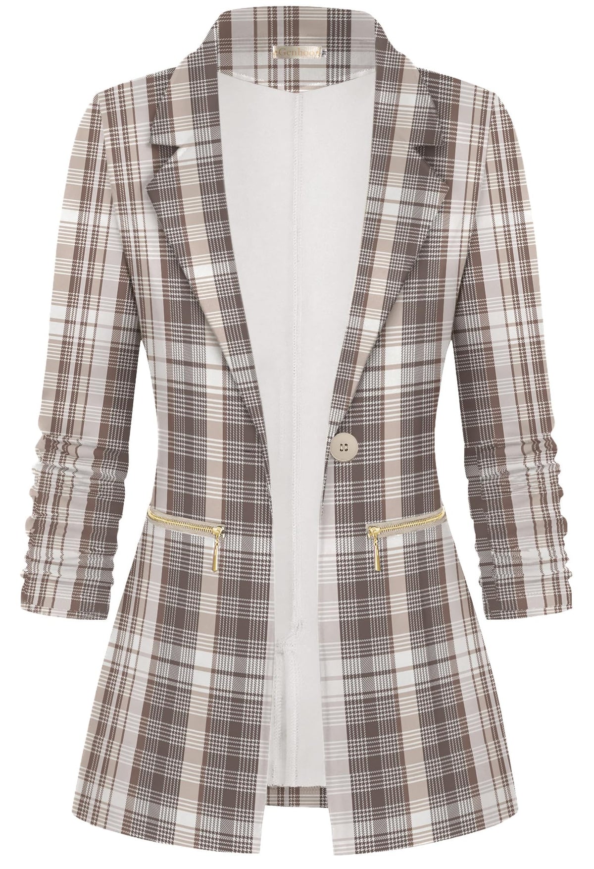 Genhoo Womens Casual Blazer Stretch Long Sleeve Work Office Suit Jacket
