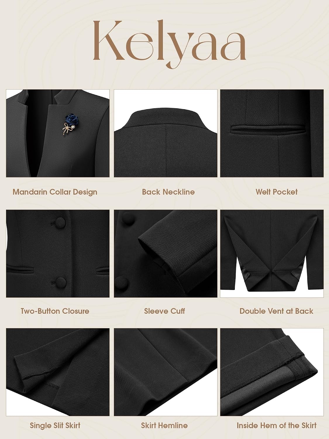 Kelyaa Women's 2 Piece Suit Skirt Set Business Blazer & Pencil Skirt