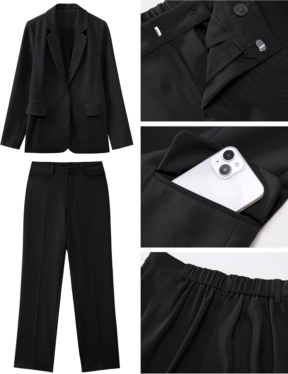 luvamia Women's Two Piece Sets Pants Suits Dressy Business Casual Outfits Professional Blazer Pantsuits Set Work Office