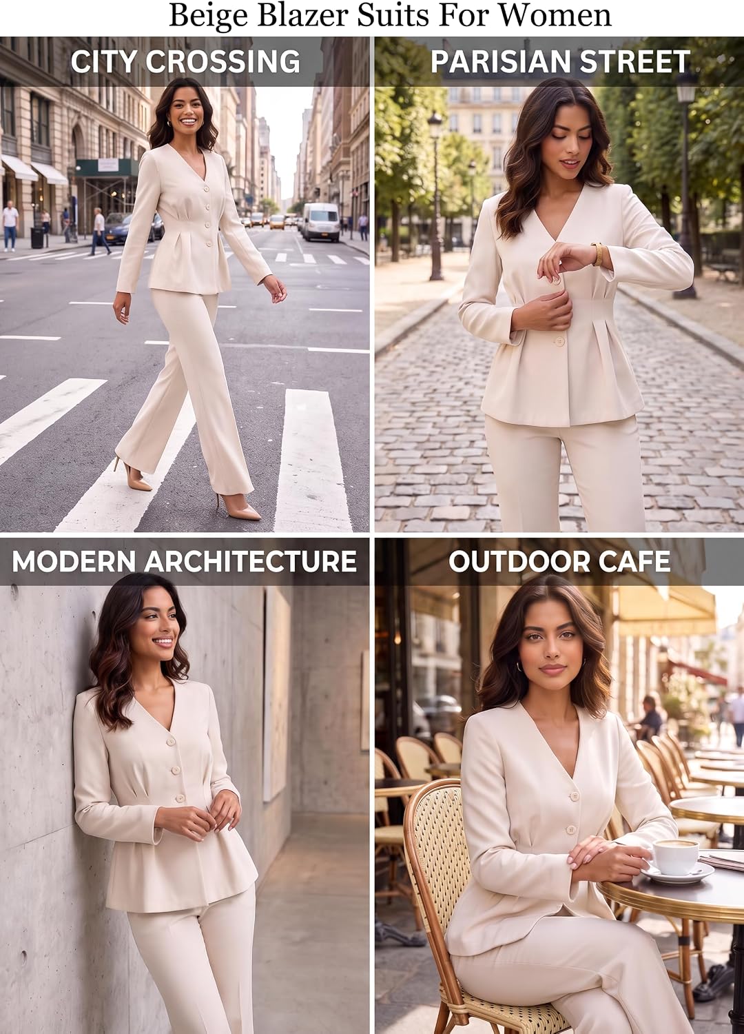 Ophestin Business 2 Piece Pant Suits for Women Dressy Blazer Pantsuit Set