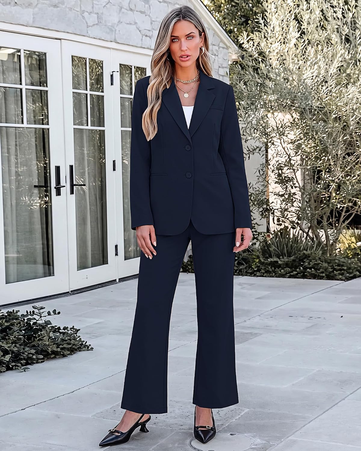 luvamia Pant Suits for Women 2 Piece Sets Business Casual Bootcut Pants Set
