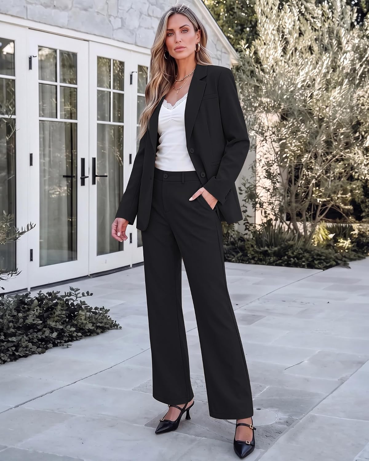 luvamia Pant Suits for Women 2 Piece Sets Business Casual Bootcut Pants Set