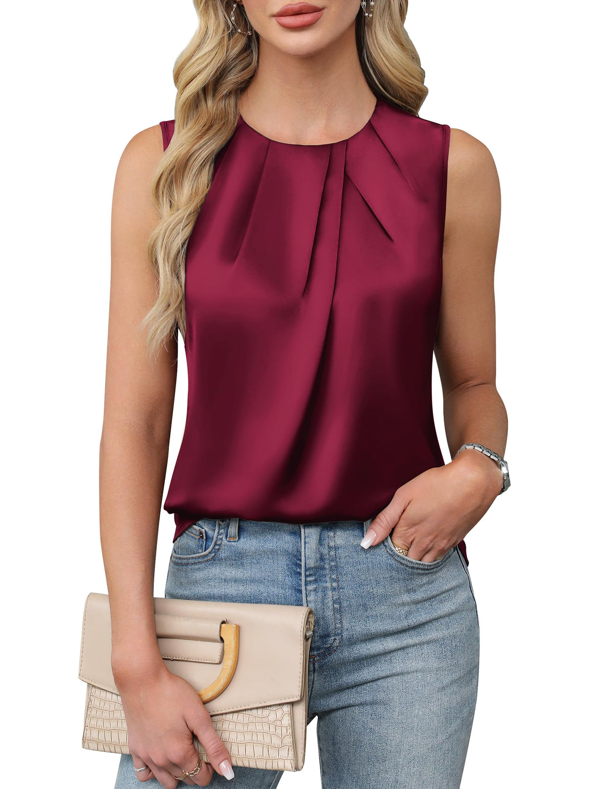 Blooming Jelly Womens Sleeveless Tank Tops Business Casual Trendy Blouses