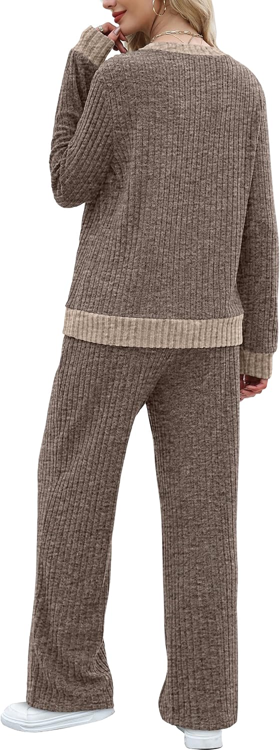 OFEEFAN Lounge Sets for Women Two Piece Fall Fashion Matching Sets Comfy Airport Travel Vacation Outfits with Pockets