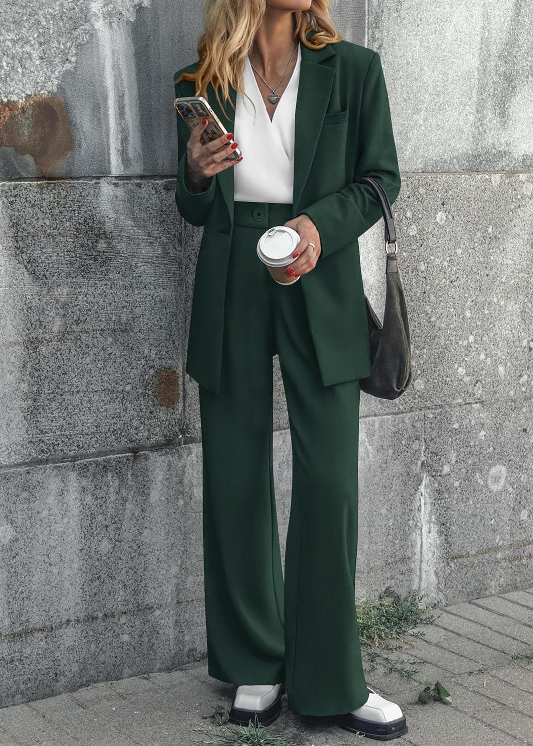 KIRUNDO Women Suits 2 Piece Set Business Dressy Pantsuit