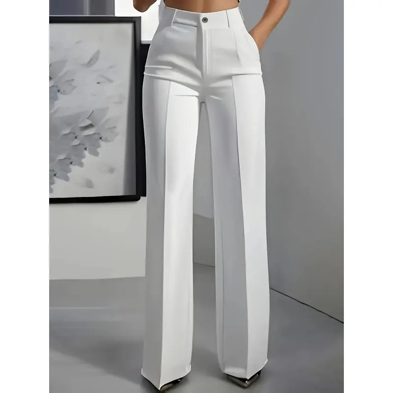 Women's Chic High-Waisted Solid Color Minimalist Drapey Straight-Leg Pants for Casual Commuting