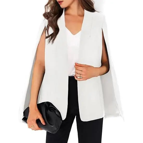 Cicy Bell Womens Cape Blazer Split Sleeve Open Front Casual Jacket Coat Workwear Suit Lightweight  Basic Dark Blue Outerwear