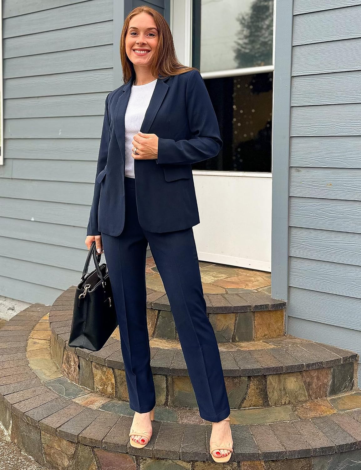 luvamia Women's Two Piece Sets Pants Suits Dressy Business Casual Outfits Professional Blazer Pantsuits Set Work Office