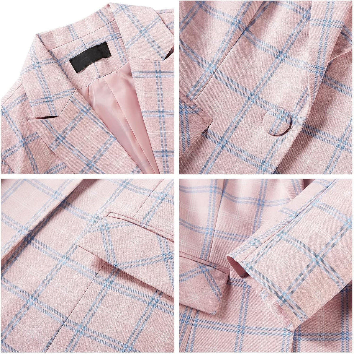 MODFUL Women's 2-Piece Plaid Business Suit Blazer&Pants Set