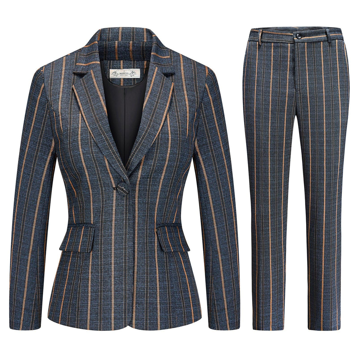 MODFUL Women's 2-Piece Plaid Business Suit Blazer&Pants Set