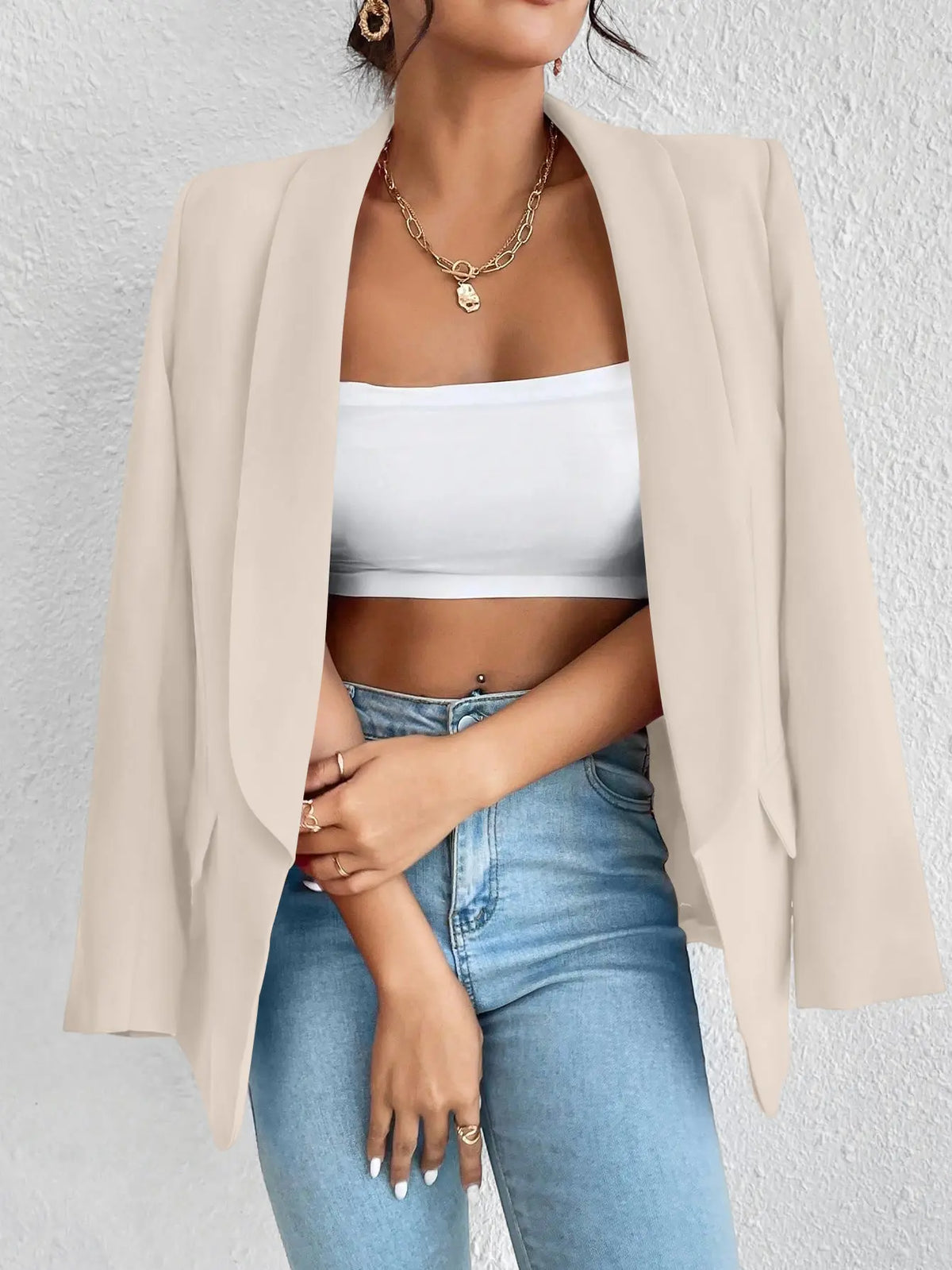ASANDY Women's Oversized Elegant Breathable Polyester Blazer - Lightweight Thin Long-Sleeve Suit Jacket for Office Work Clothes, Corporate Office Wear, Everyday Casual Use - Basic Womenswear Top Piece