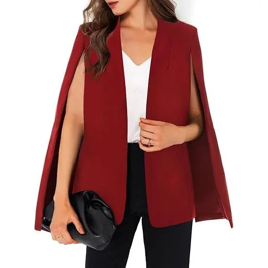 Cicy Bell Womens Cape Blazer Split Sleeve Open Front Casual Jacket Coat Workwear Suit Lightweight  Basic Dark Blue Outerwear
