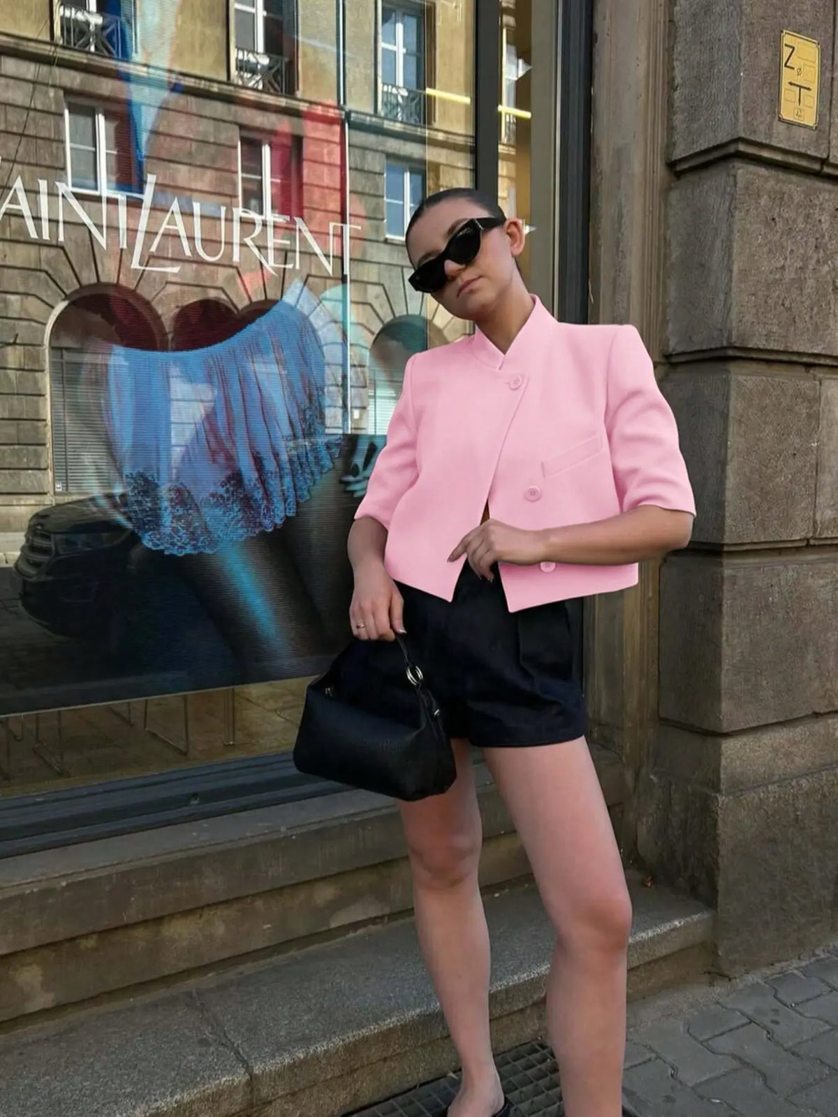 Women's Regular Fit Short Sleeve Solid Basic Slim Blazer, Formal Business Suit Jacket for Ladies, Elegant Professional Outerwear