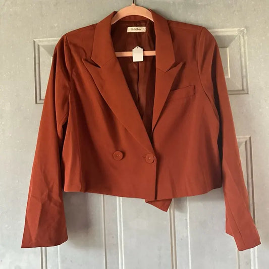 Mint Choco Orange/Red Two Button Blazer - Stylish Cropped Design