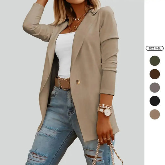 [With Button and Pocket] Imily Bela Womens Casual Long Sleeve Blazers Solid Color Knit Blazer Work Office Button Down Blazer Jacket Formal Essential