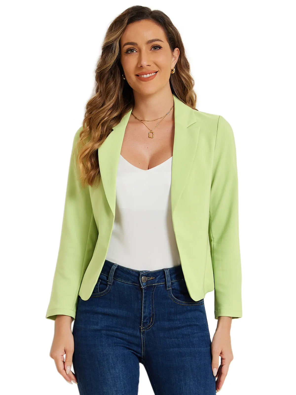 INSPIRE CHIC Open Front Business Casual Crop Suit Blazer Jacket